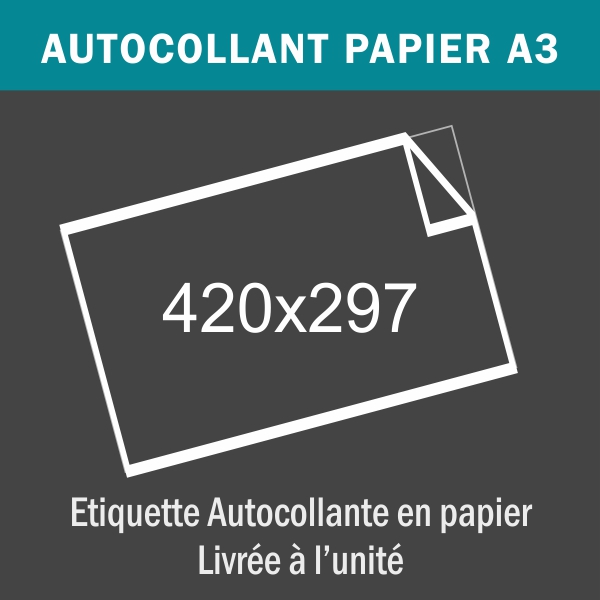 Papier autocollant imprimante - 420 x 297 mm - 1 étiquette/feuille A3